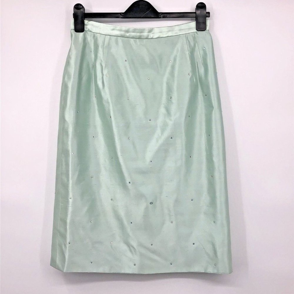Vintage Travilla Skirt Suit Womens 10 Used Green Special Occasion - Picture 13 of 16